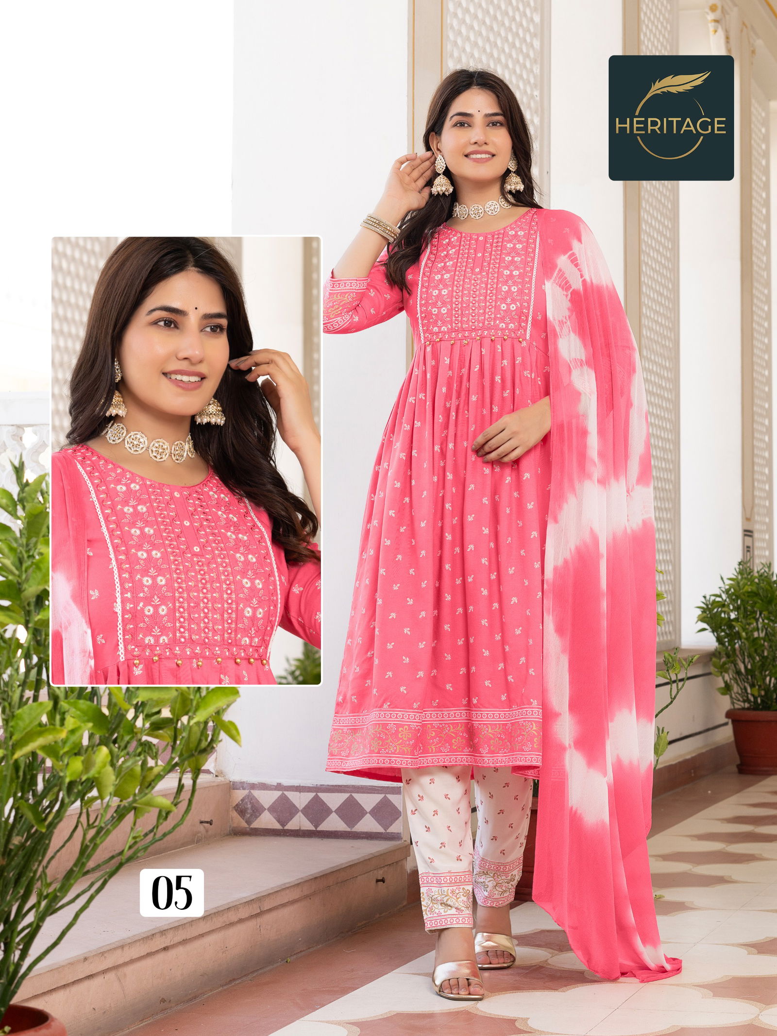 Kavya By Heritage Rayon Printed Embroidery Kurti With Bottom Dupatta Wholesale Market In Surat